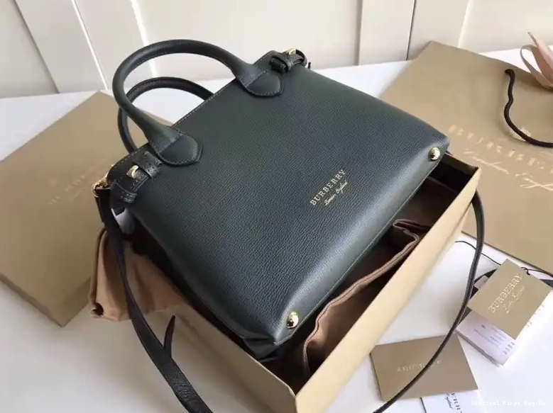 Official First Bag Ru Leather House in Burberry Banner Check and Small The 0529